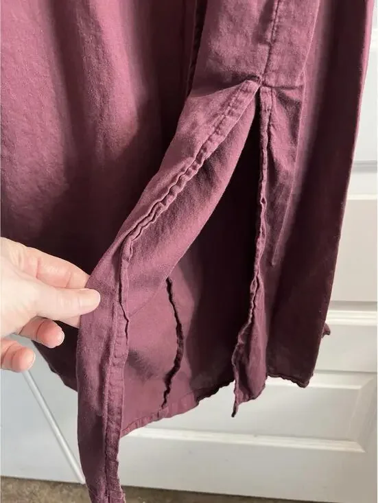 Outerknown Luna Wrap Dress In Plum Women Sz M Organic Cotton Midi Boho - Picture 8 of 9
